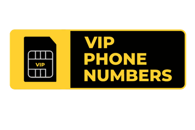 VIP Phone Numbers logo: rectangular two-tone gold gradient border with a minimalist gold SIM card outline and ‘VIP’ on the left, and ‘VIP PHONE NUMBERS’ in bold gold capital letters on a black background on the right.